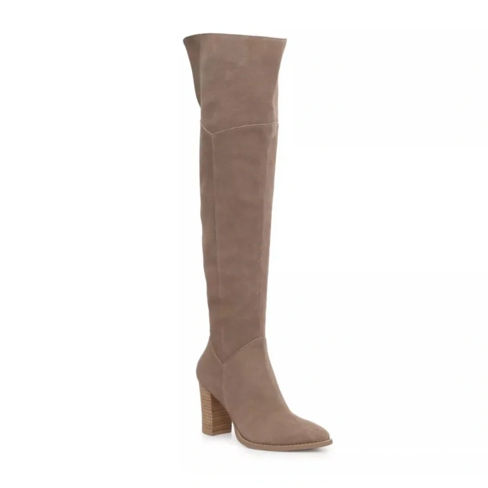 Crown Vintage Emira Over The Knee Boots in Taupe